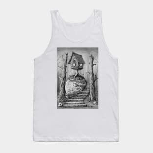 Baba Yaga hut - Spooky homestead in dark forest Tank Top